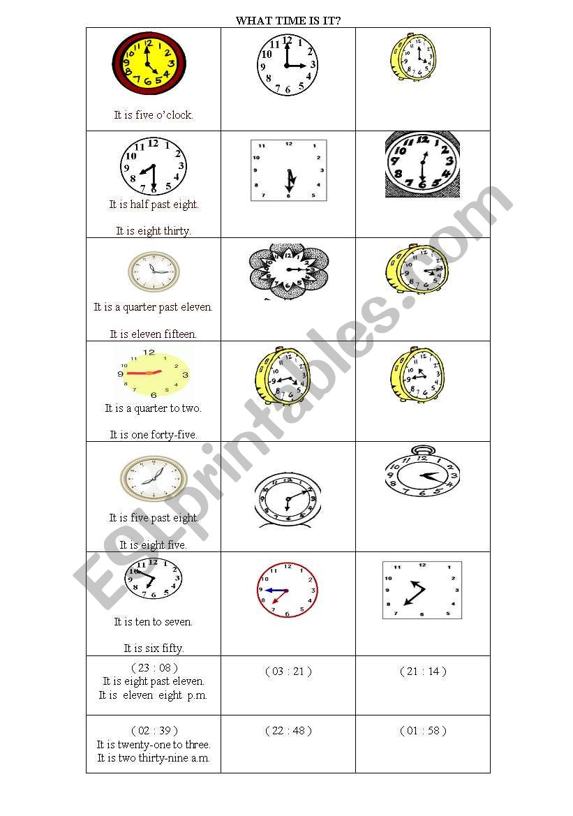 Asking and telling the time worksheet