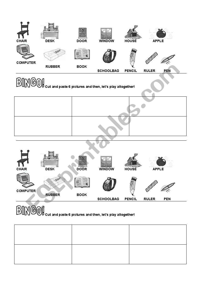 Vocabulary Bingo (cut and paste)