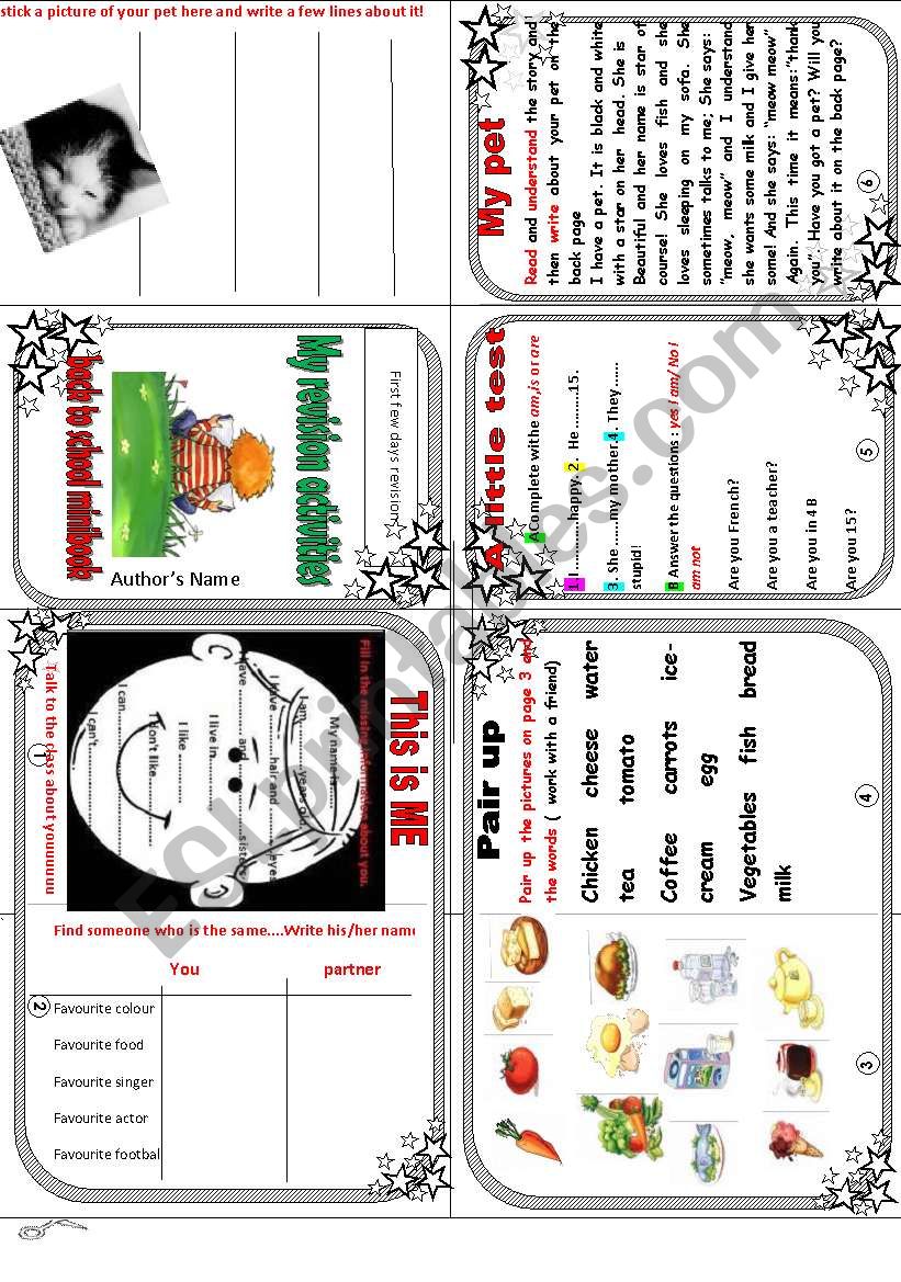 Back to school: revision activities minibook