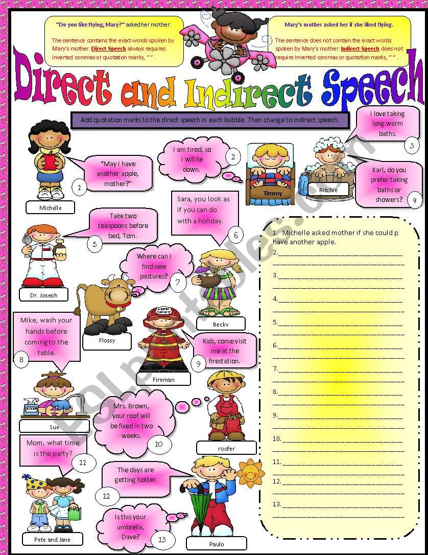 Direct and Indirect  / Reported Speech - Part 1