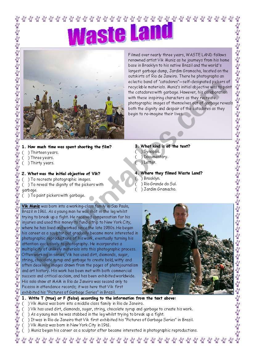 WASTE LAND  worksheet