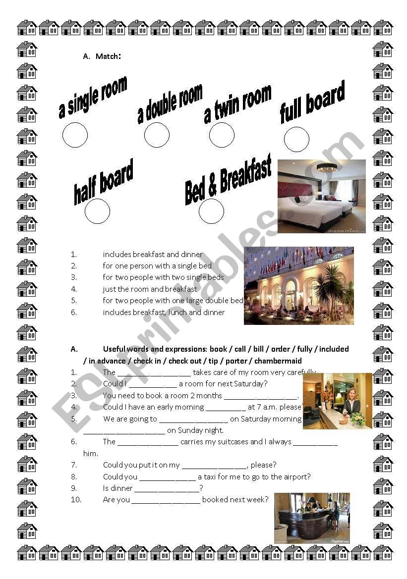 Hotel vocabulary worksheet