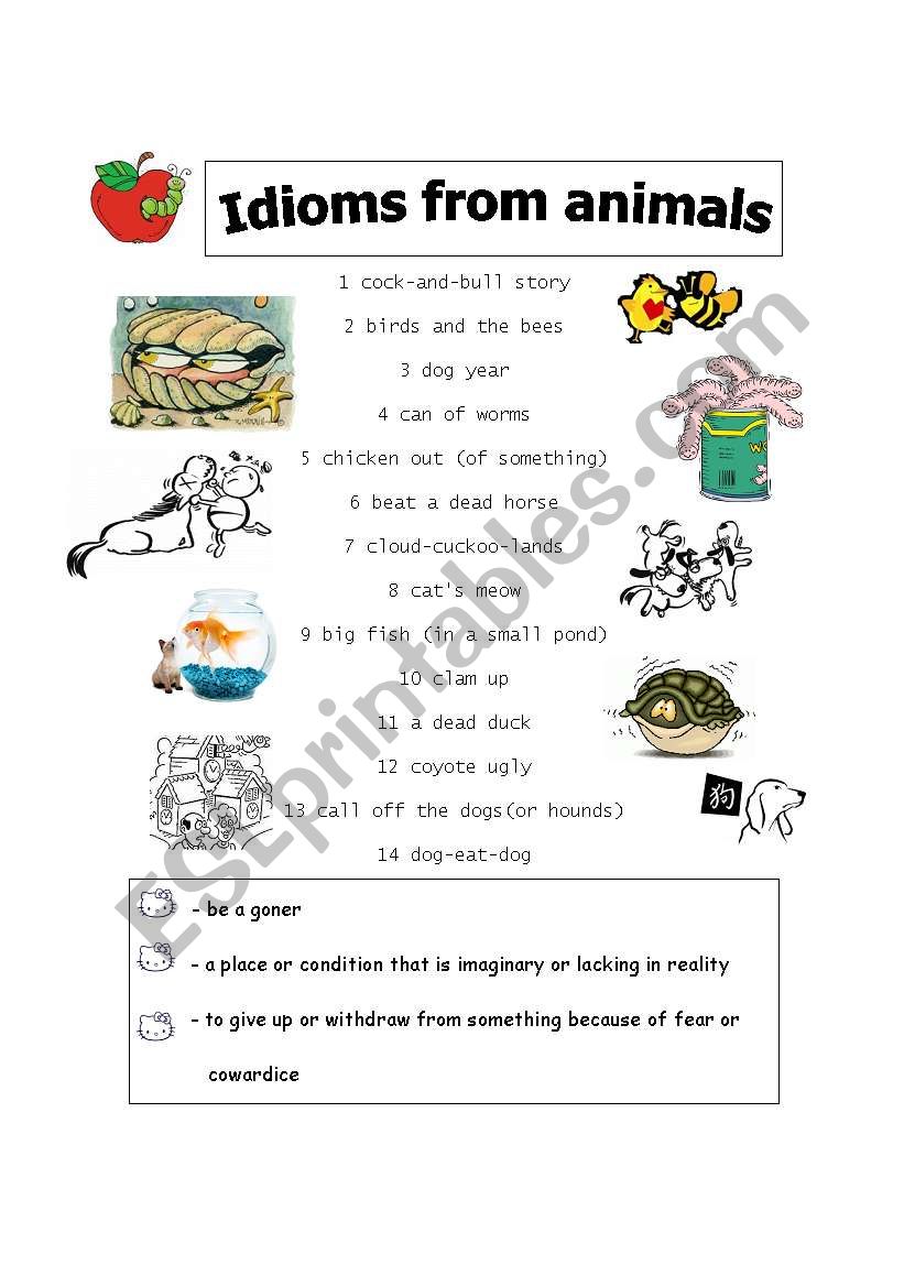 Idioms from animals worksheet