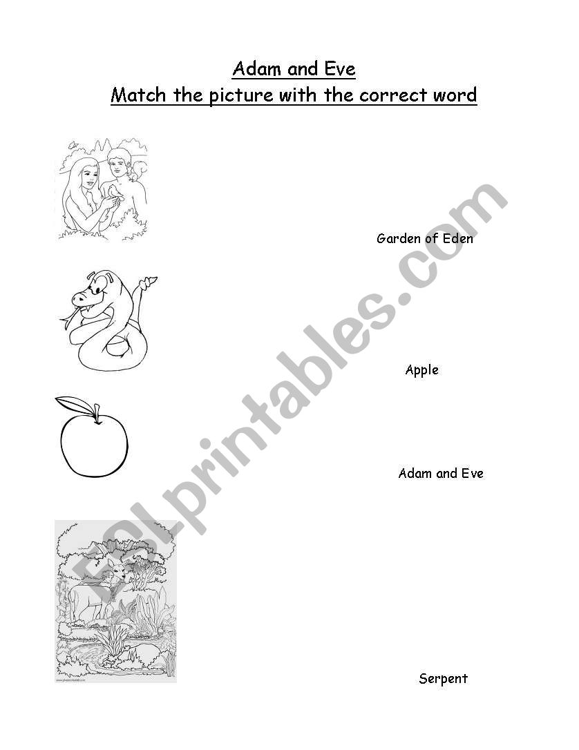 Adam And Eve Activity Sheet