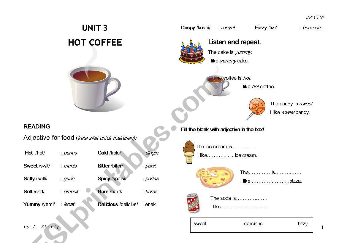 Unit 3 - Hot Coffee worksheet