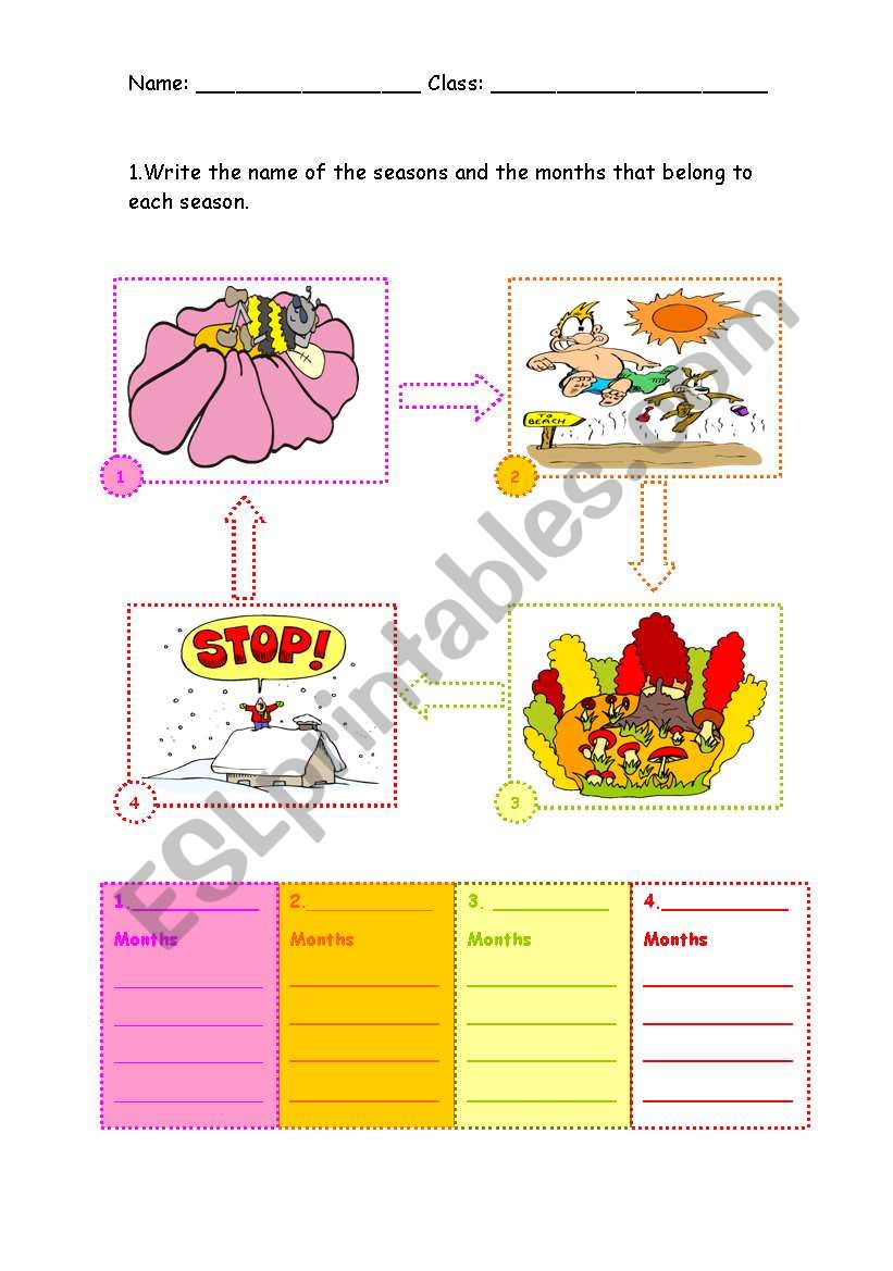 Months and seasons worksheet