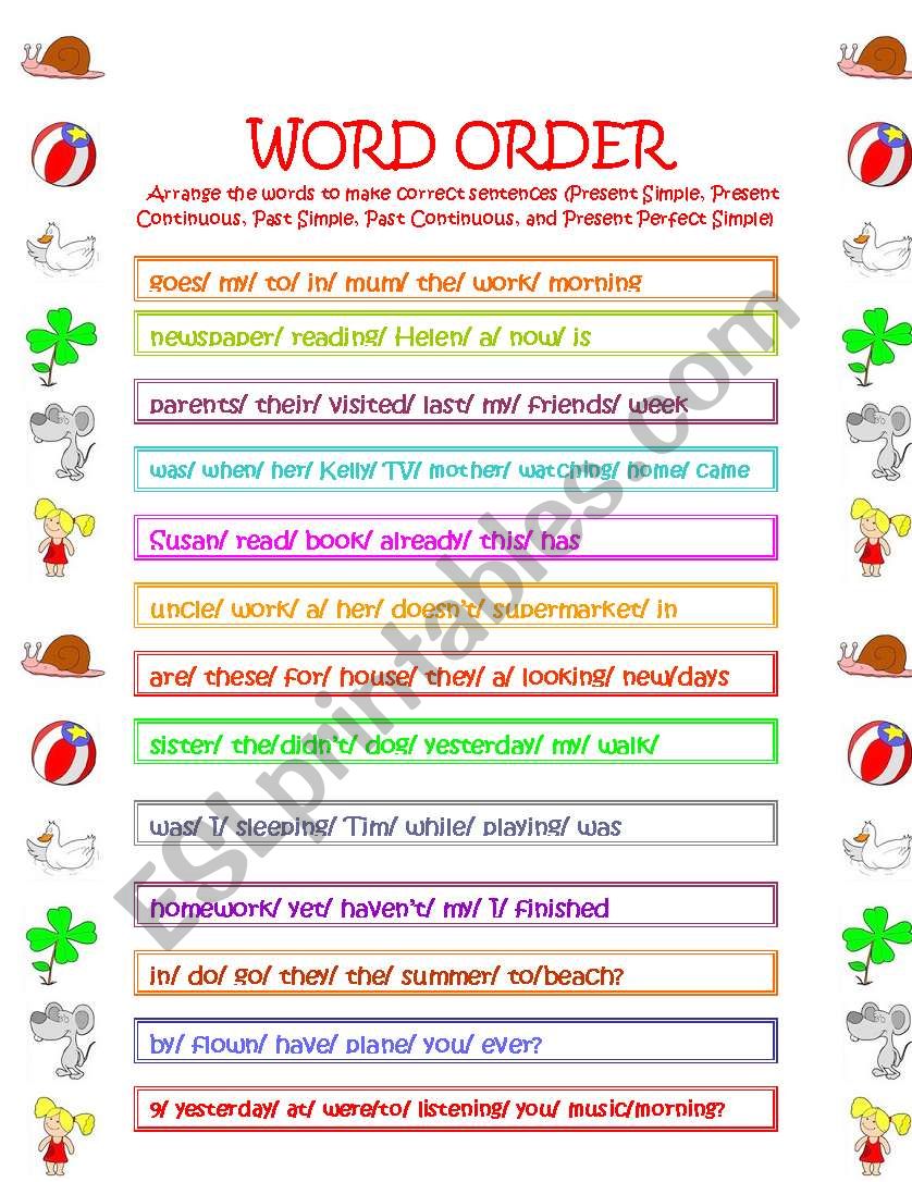 Word Order worksheet