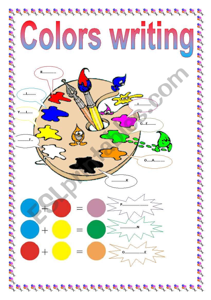 COLORS WRITING worksheet