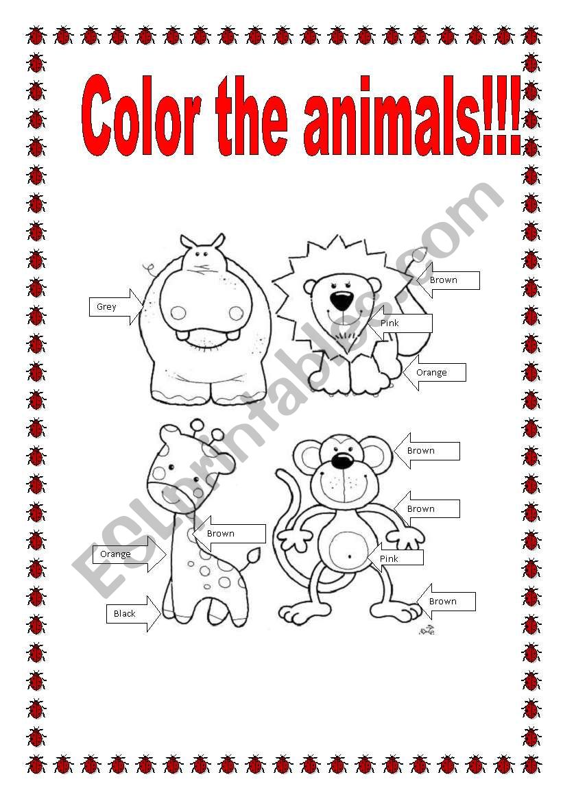 Color the animals!!! worksheet