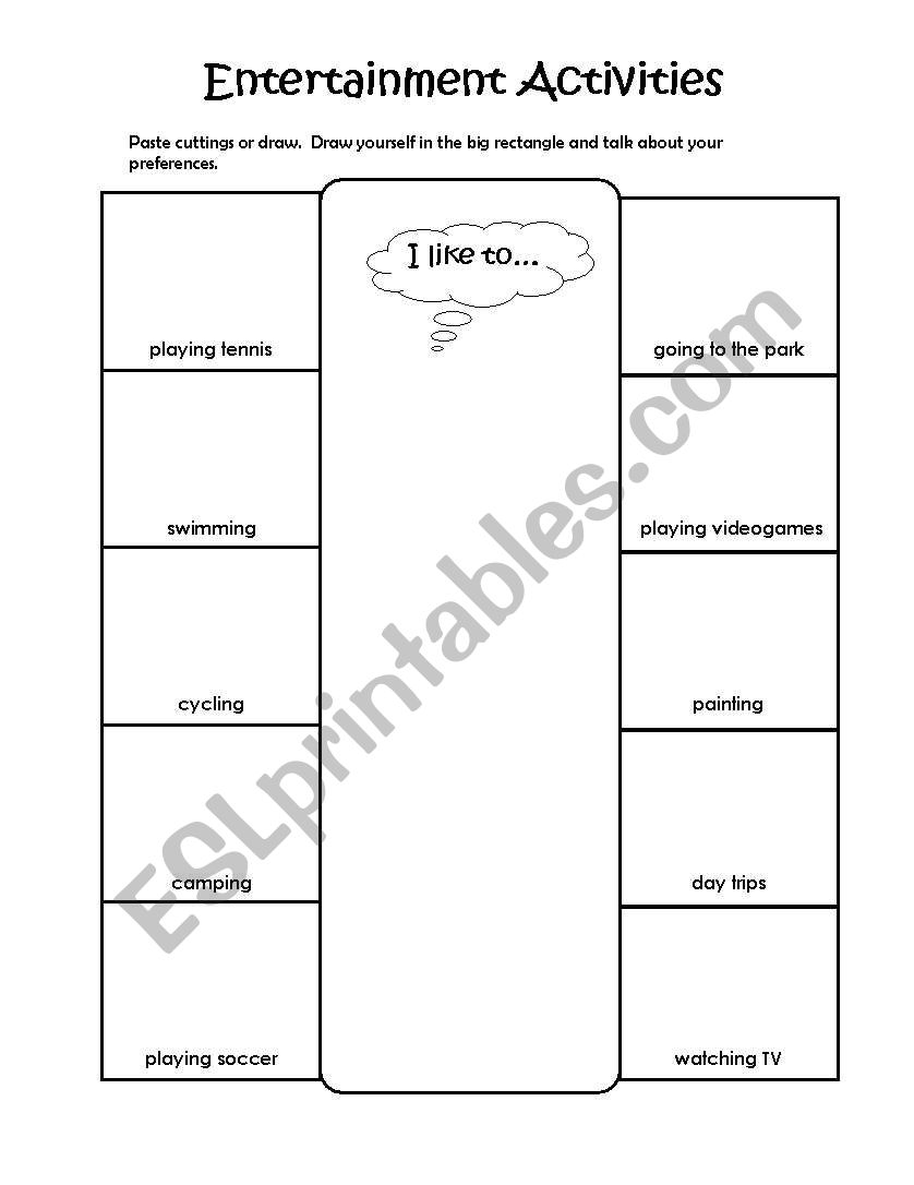 Entertainment activities worksheet