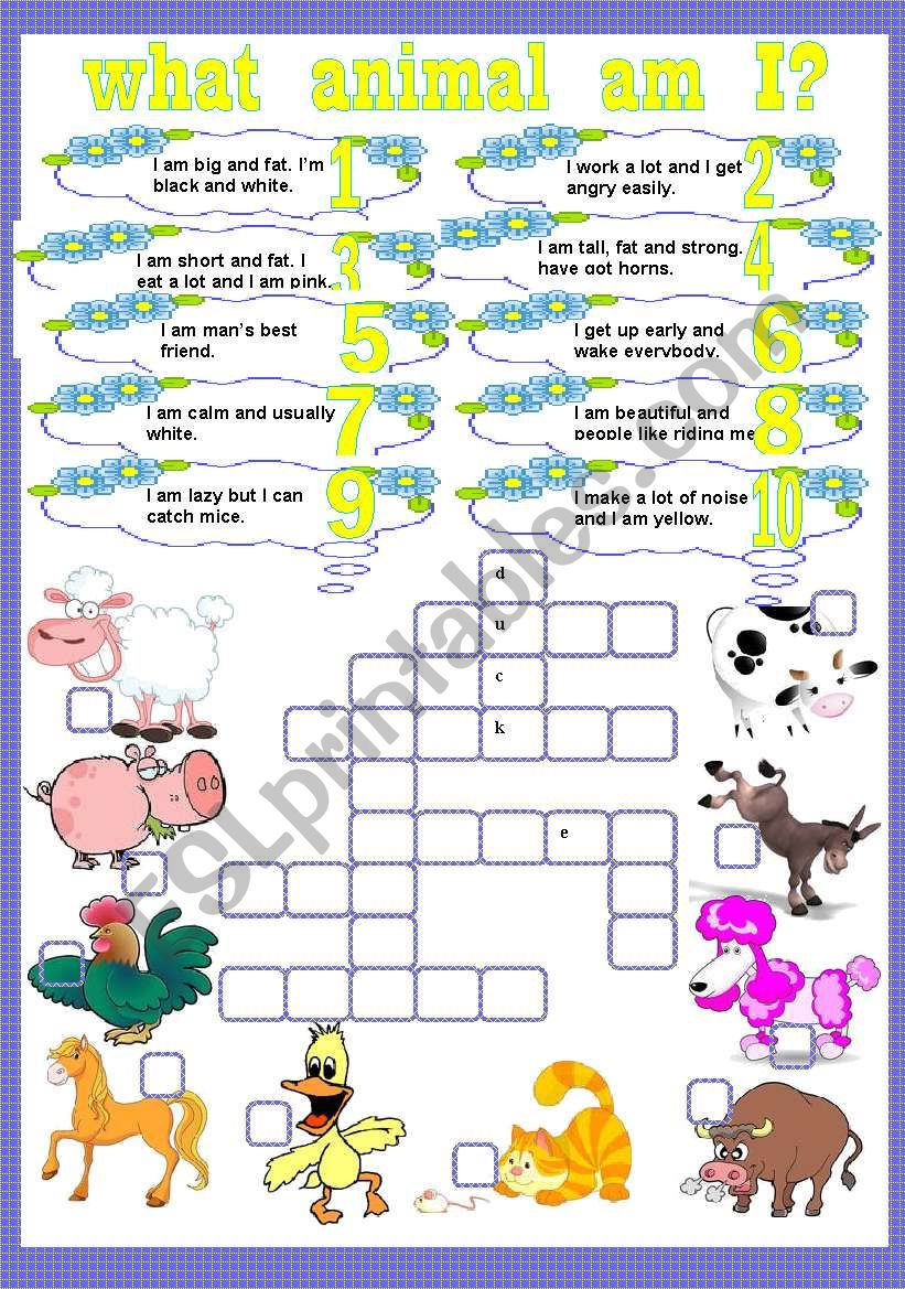 what animal am I? worksheet