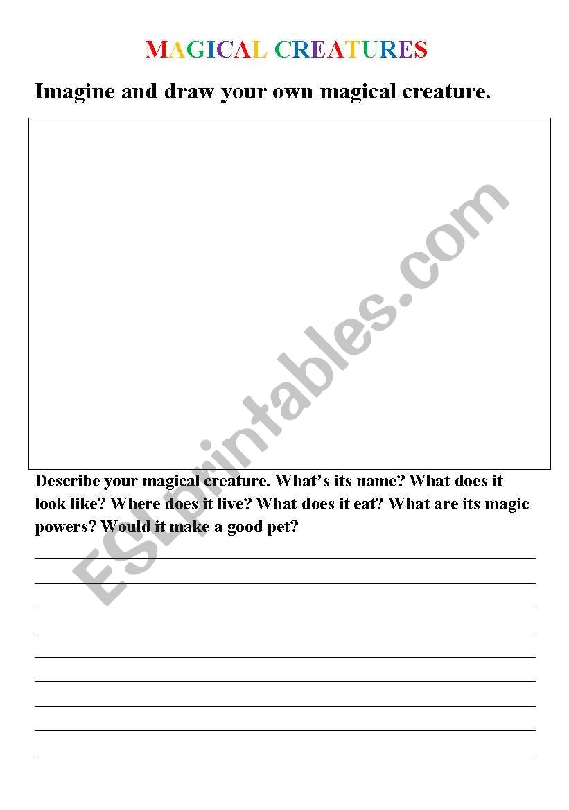 Magical Creatures worksheet