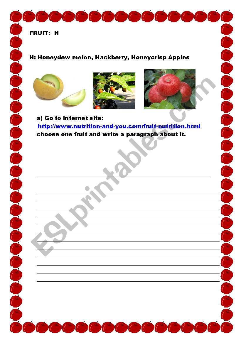 FRUIT: H worksheet