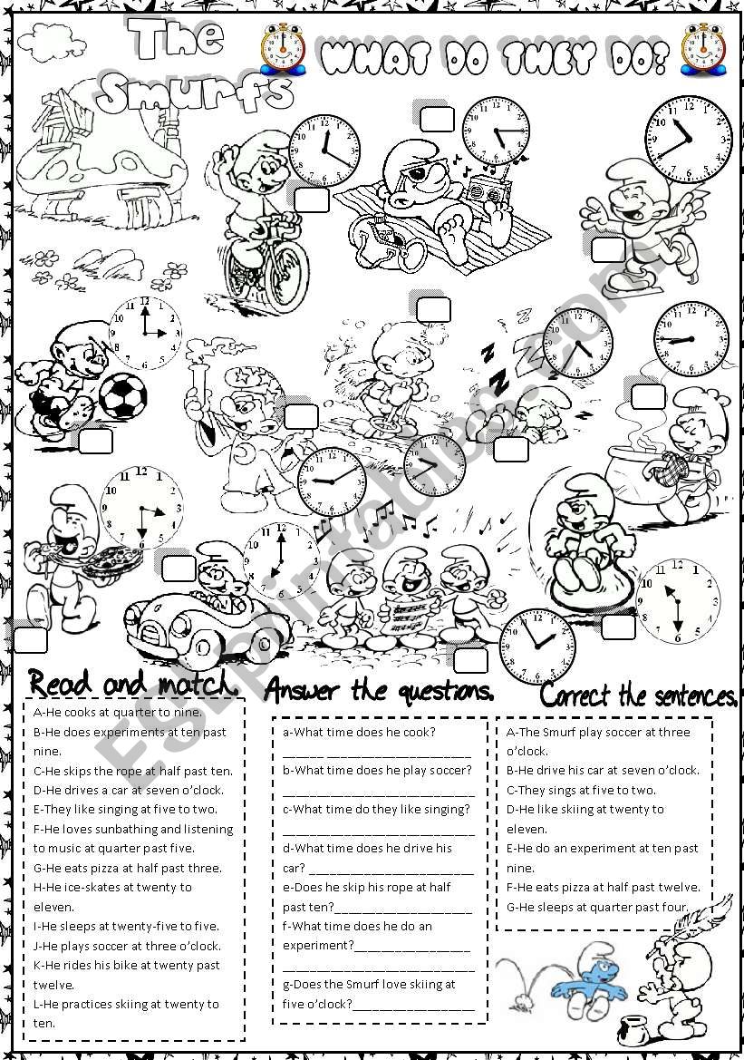 the smurfs worksheet