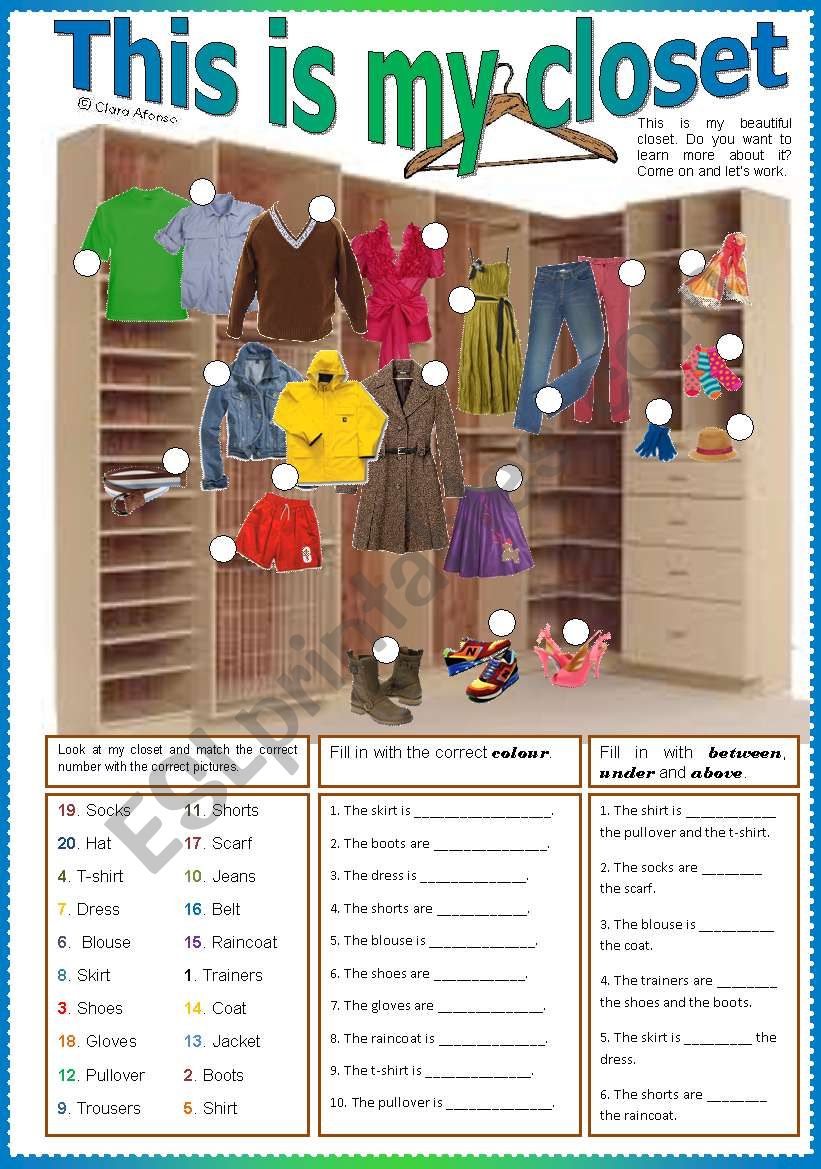 This is my closet worksheet