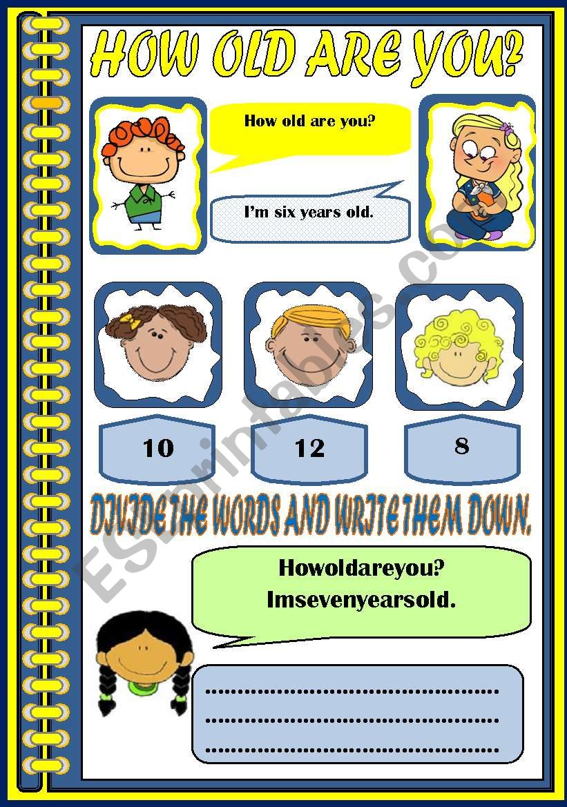 How old are you? worksheet