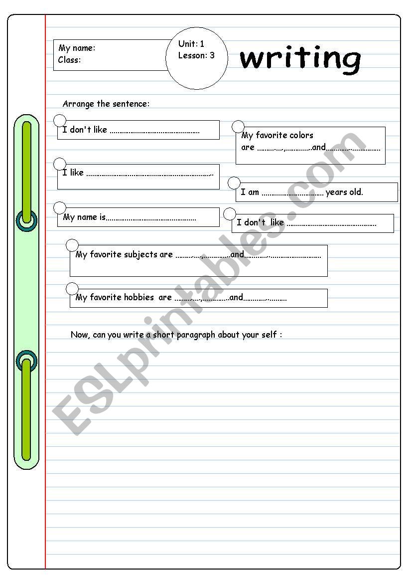 about me  worksheet