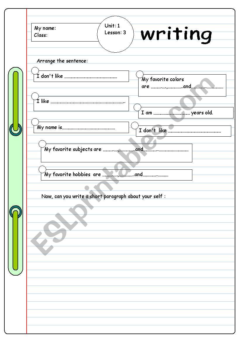 about me  worksheet