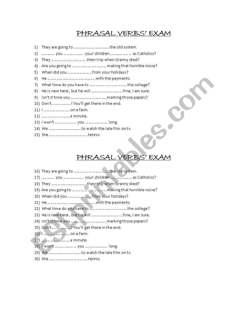 phrasal verb worksheet
