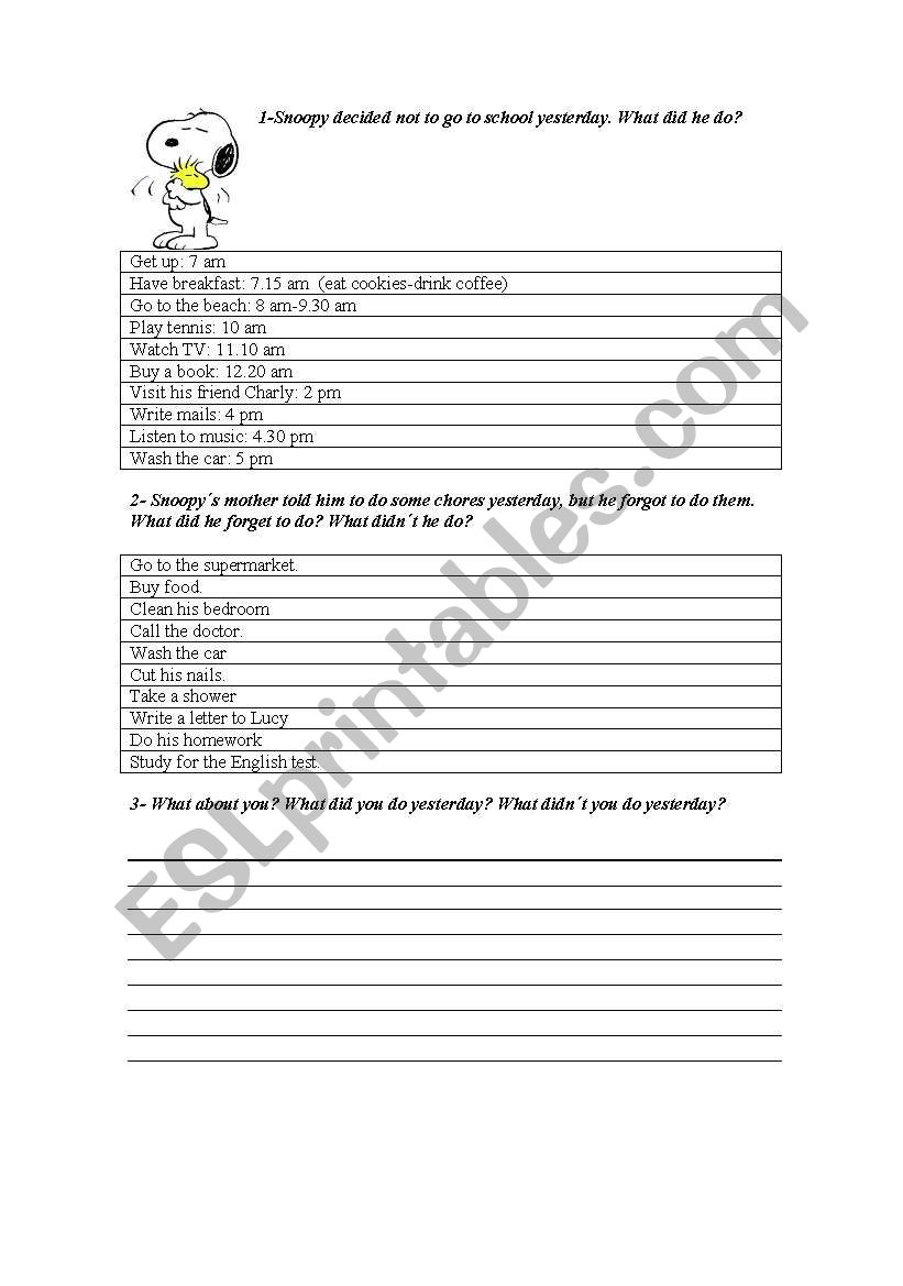 Simple Past.  worksheet