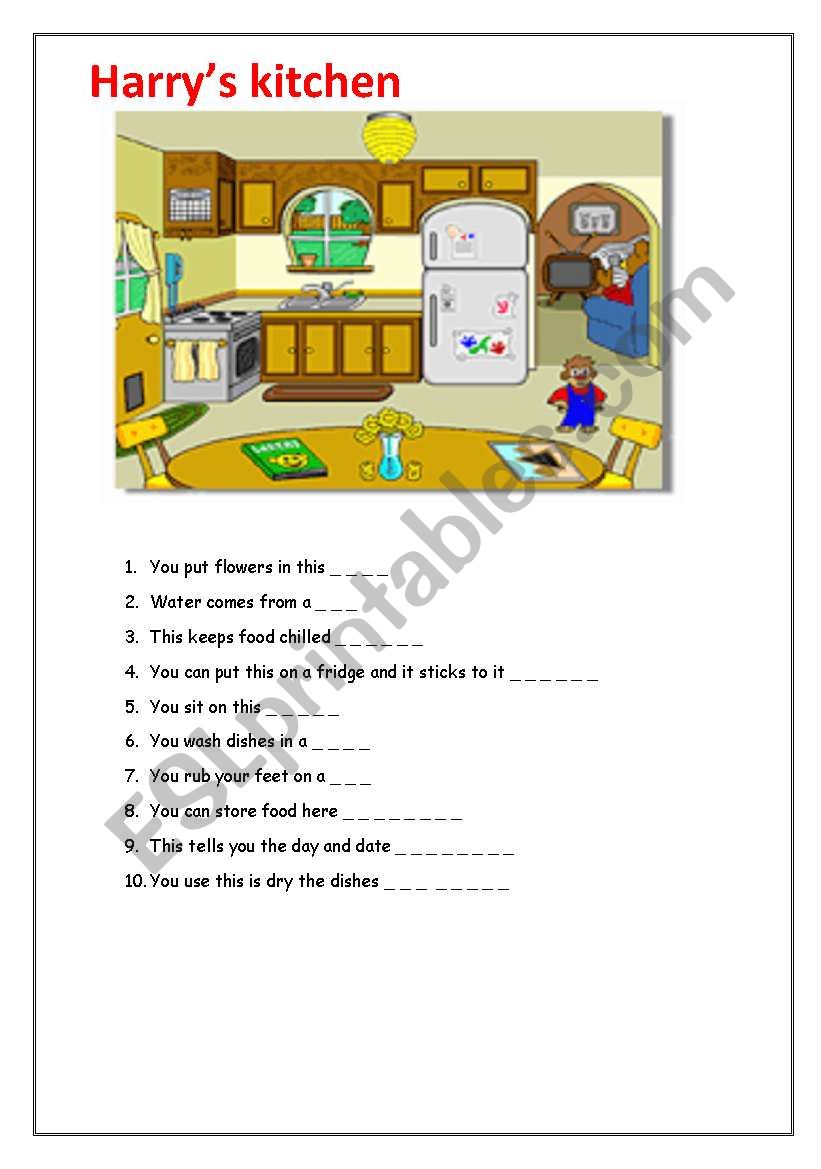 Harrys kitchen worksheet