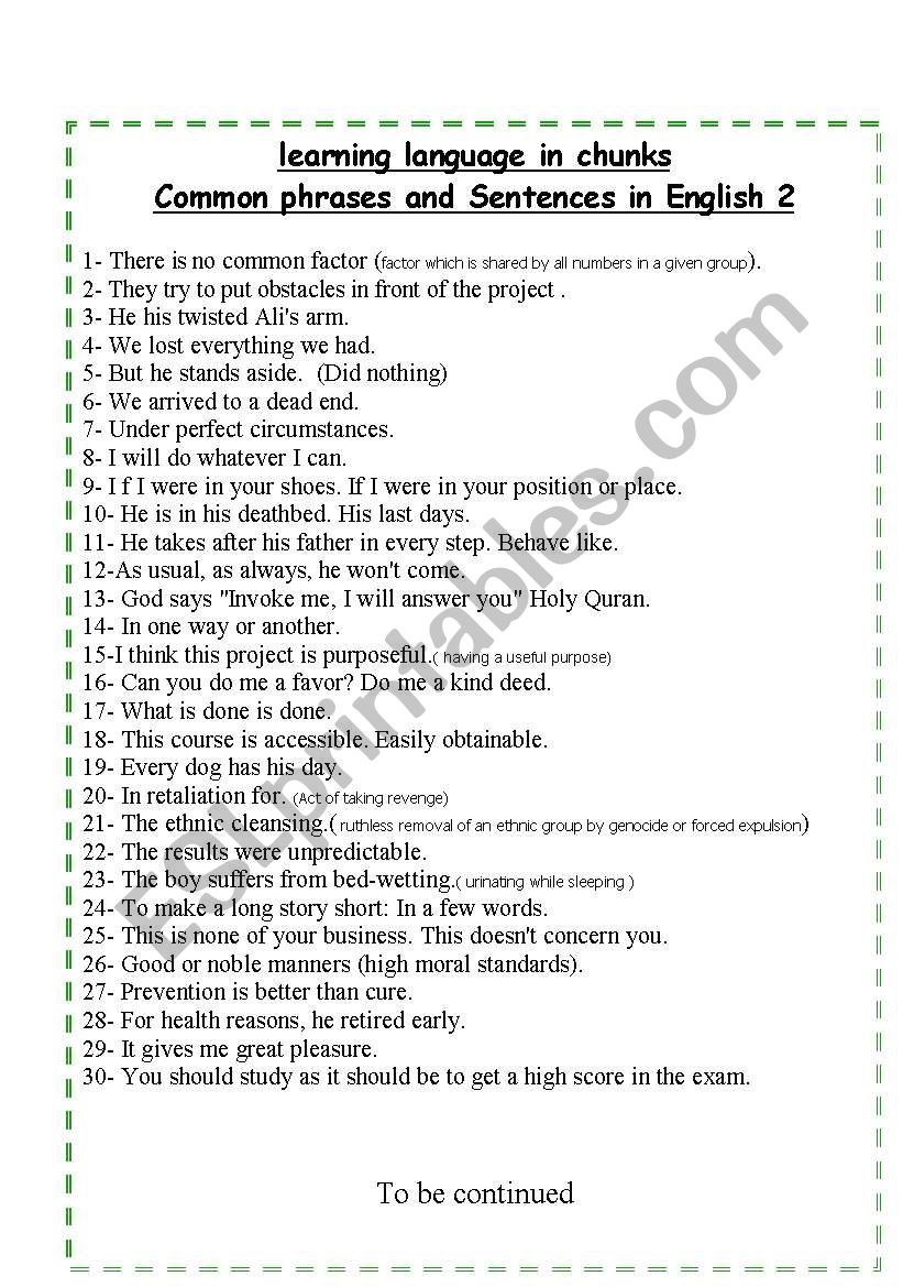 Common phrases and Sentences in English part 3