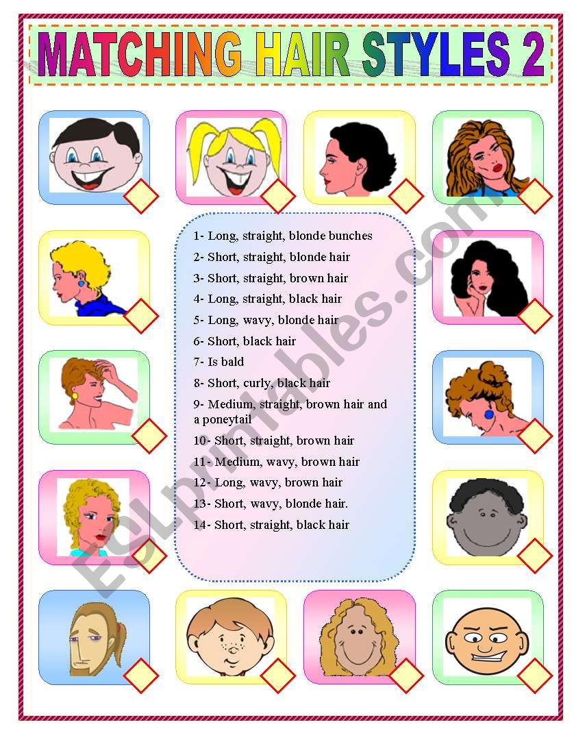 MATCHING HAIR STYLES worksheet