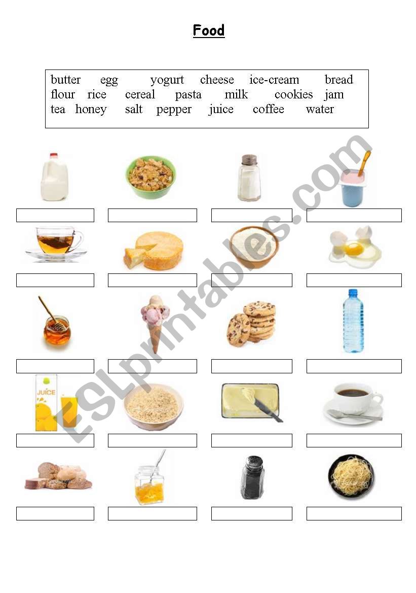 Food - Matching exercise worksheet