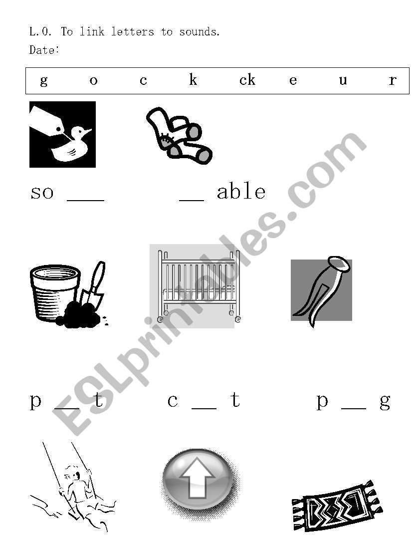 Link letters to sounds c,e,g,k,o,r,u,ck