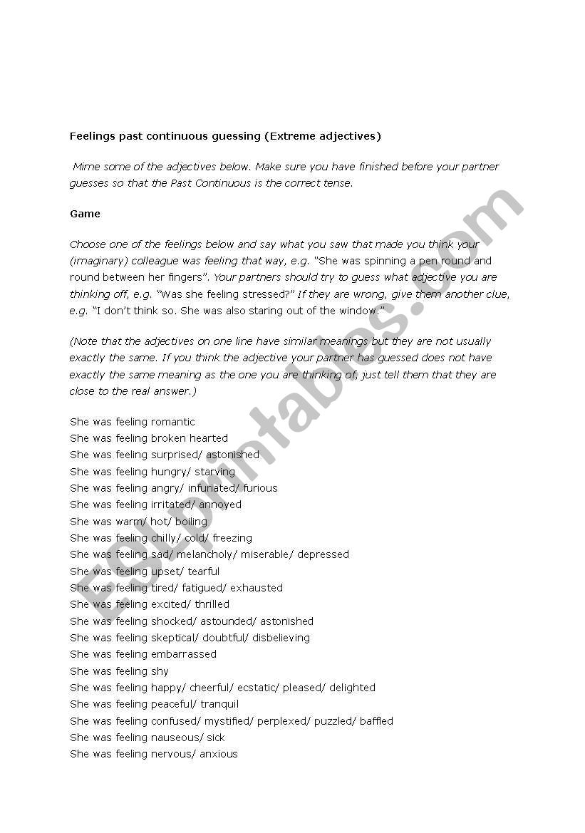 feelings worksheet