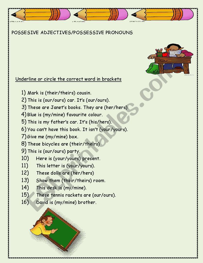 possessives worksheet