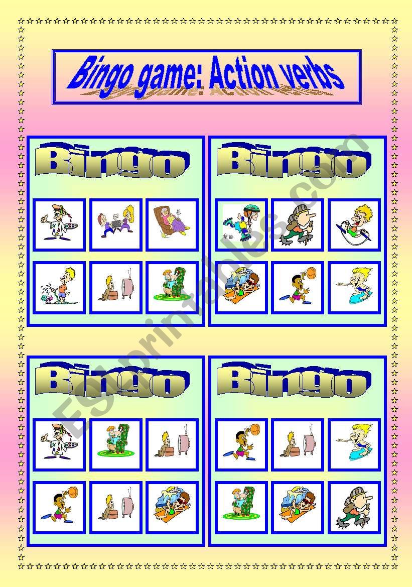 Bingo game: Action verbs Set 2
