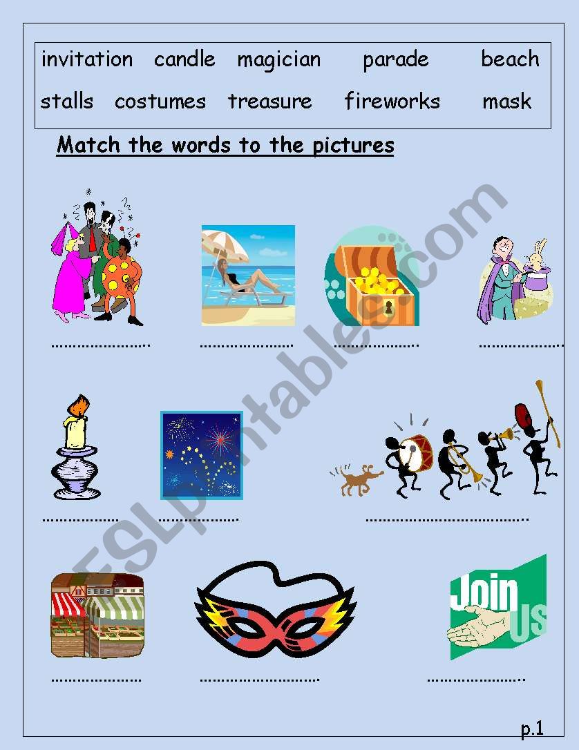 festival vocabulary worksheet