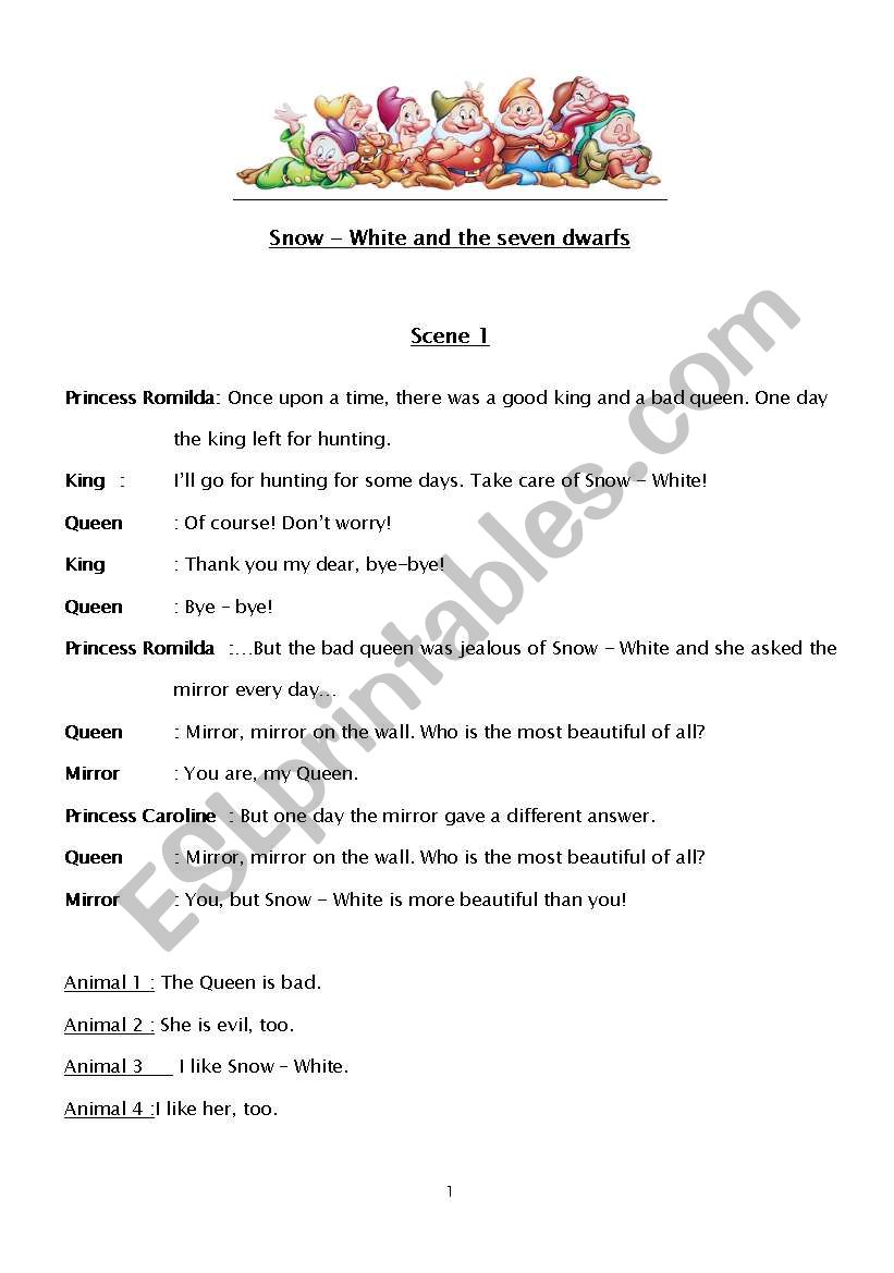 Snow White and the 7 Dwarfs worksheet