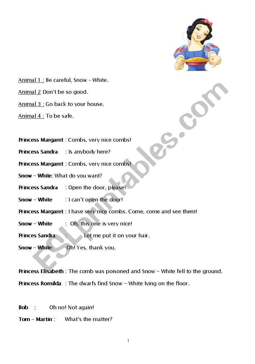 Snow White and the 7 Dwarfs worksheet
