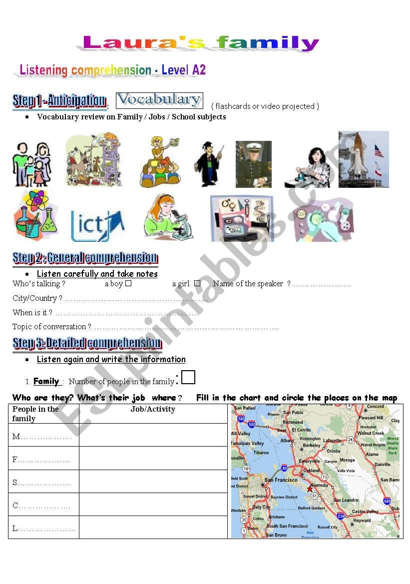 Lauras family - Level A2  worksheet