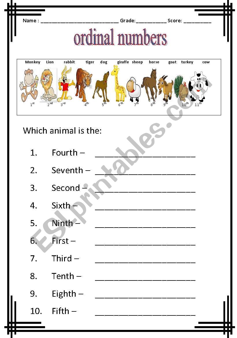 ordinal numbers worksheets for kindergarten and elementary