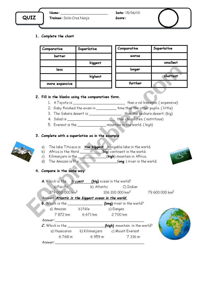 comparatives worksheet