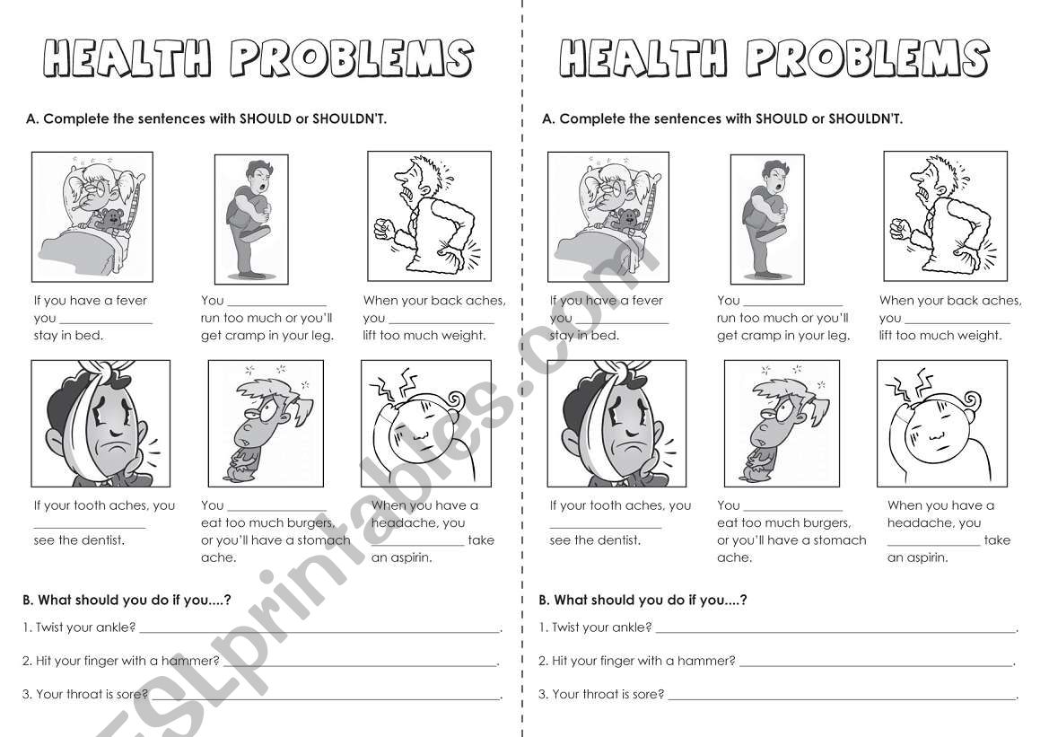 Health Problems worksheet
