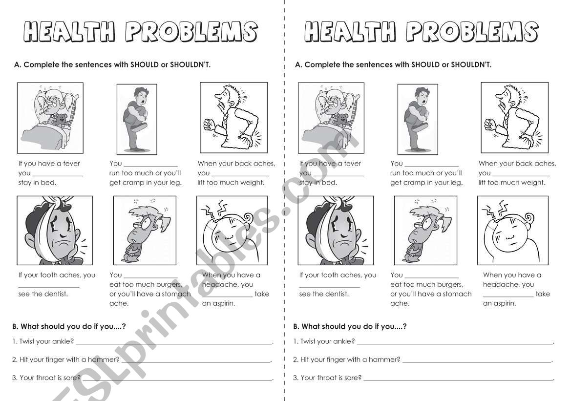 Health Problems worksheet