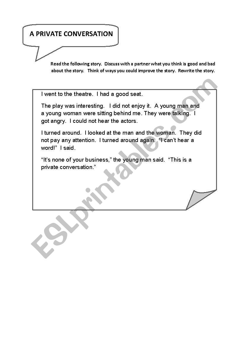 A Private Conversation worksheet