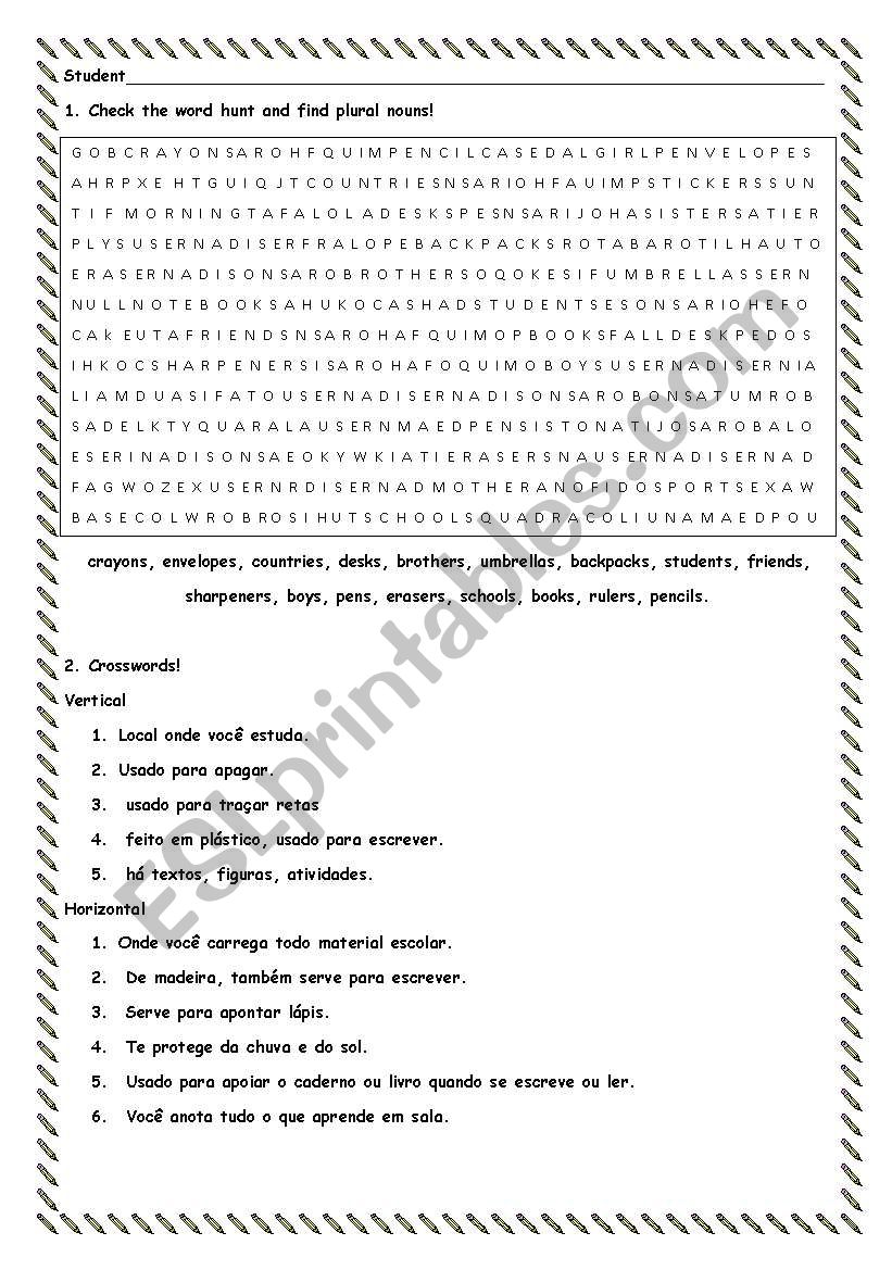 School Supplies Game  worksheet
