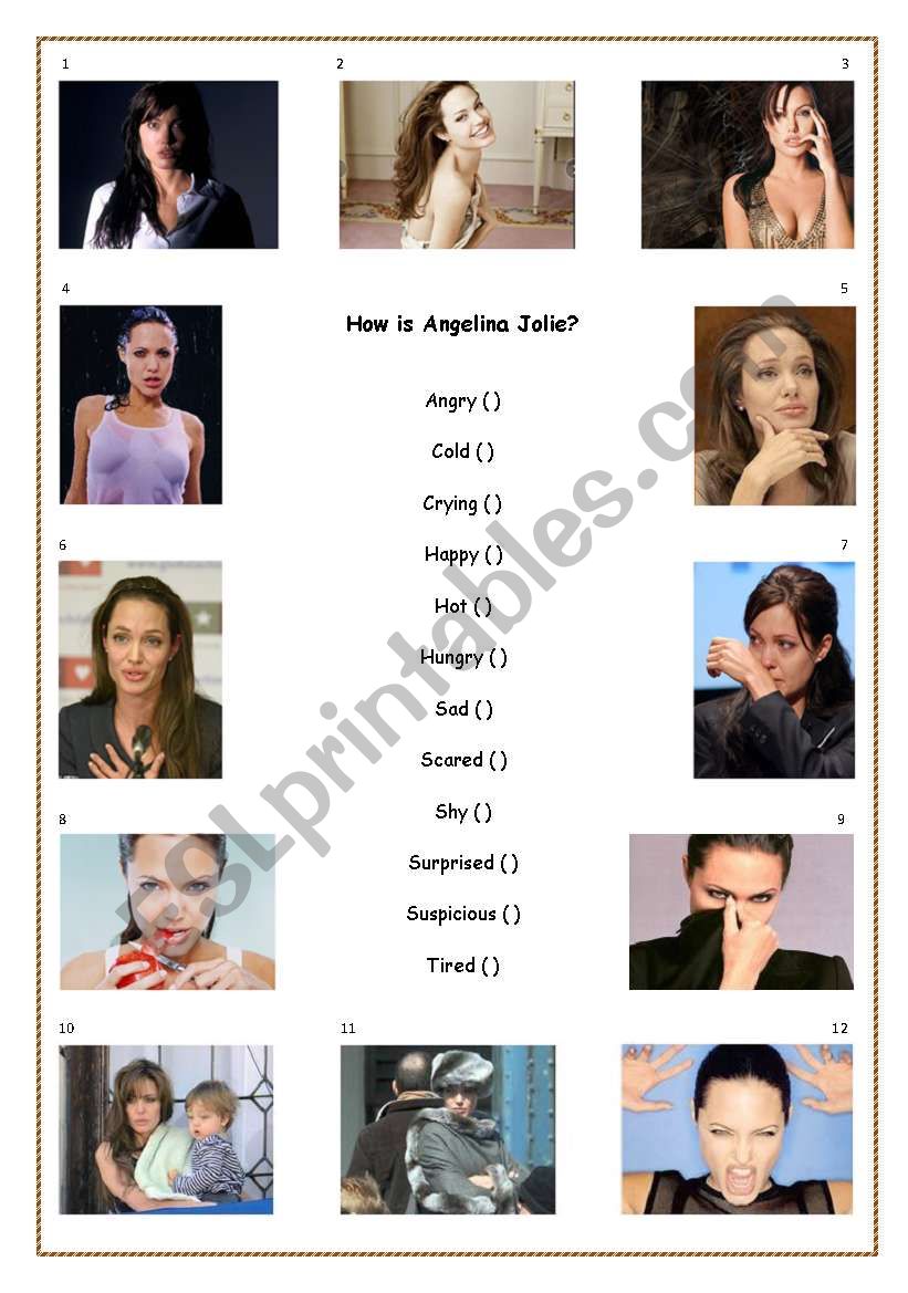 How is Angelina Jolie? worksheet