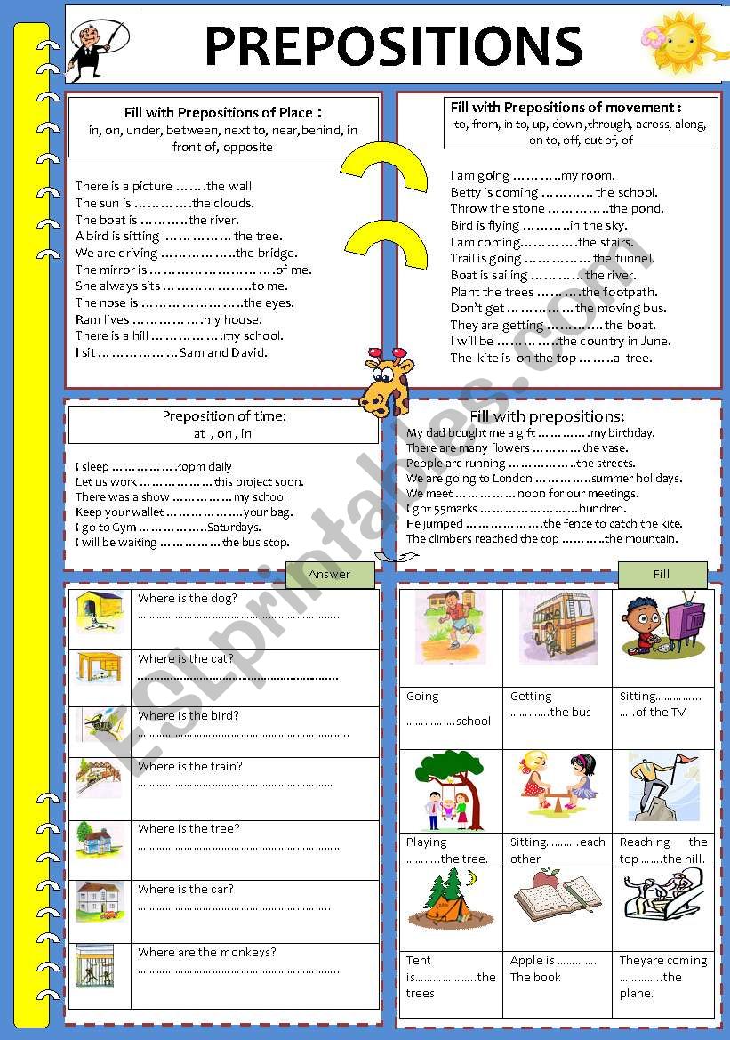 PREPOSITIONS worksheet