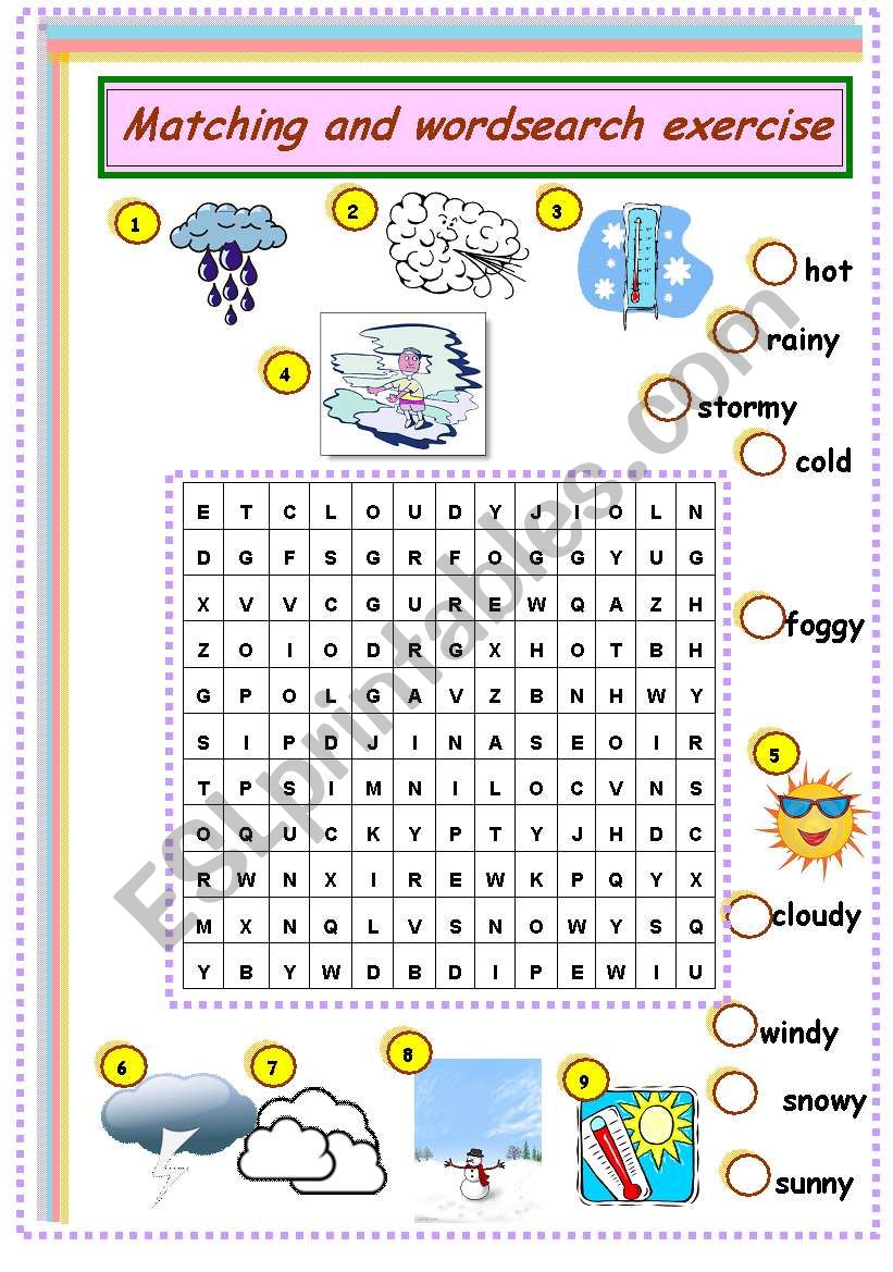 weather: matching and wordsearch