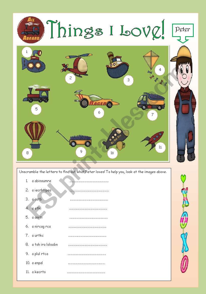 Means of transport worksheet