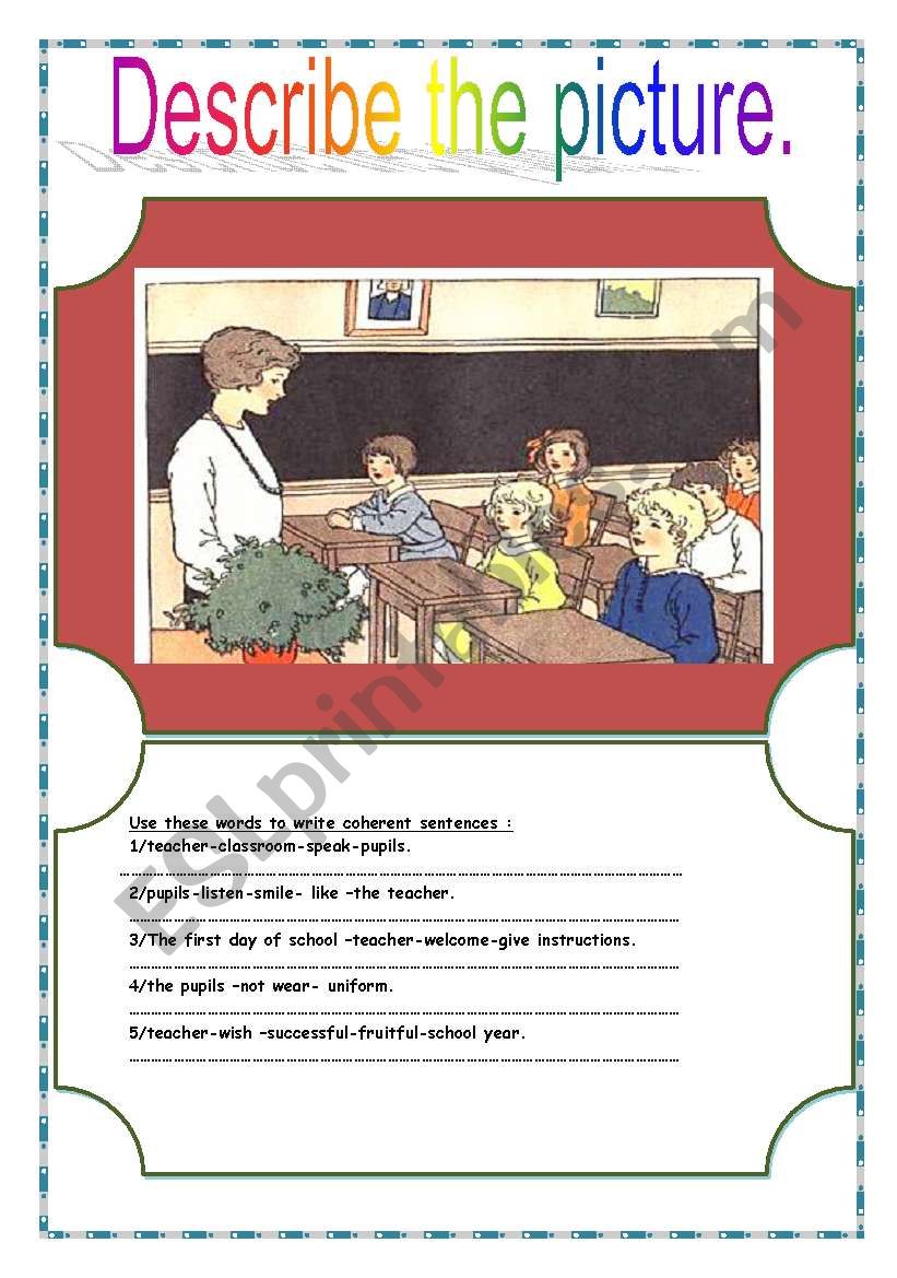 Describe the picture worksheet