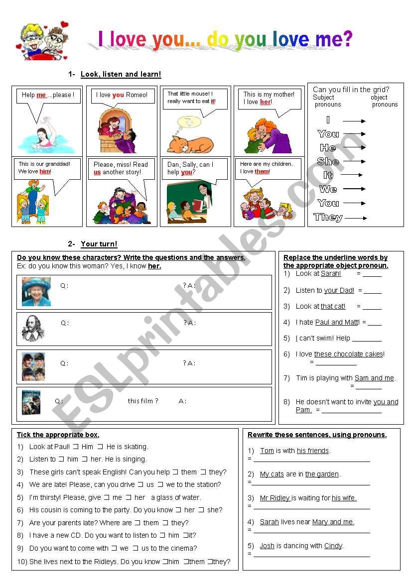 subject pronouns worksheet