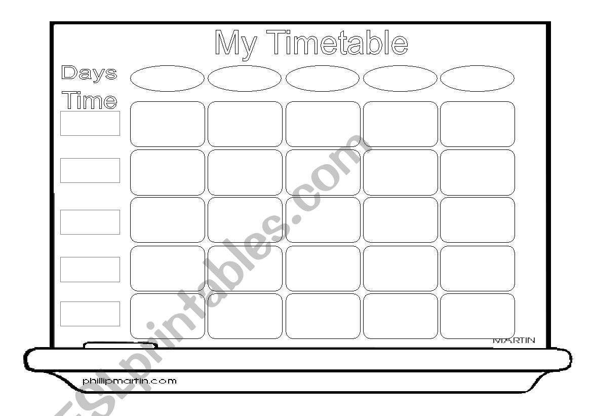Timetable Dictation (Two Pages, BW, Fully Editable)