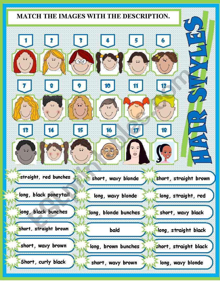 MATCHING HAIR STYLES worksheet